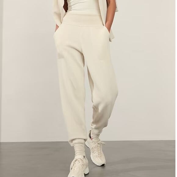 ATHLETA NWT Coaster Luxe Waffle Tencel/Cotton High Rise Jogger XLT Bone White - Picture 1 of 3